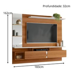 Painel para Tv até 55 Polegadas 1,83m Intense Jequitibá Lukaliam Móveis - 2