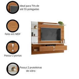 Painel para Tv até 55 Polegadas 1,83m Intense Jequitibá Lukaliam Móveis - 3