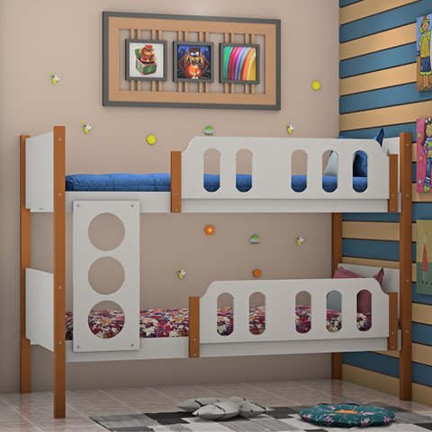 Beliche Infantil Solteiro Ônix - Branco Mel - Divaloto Móveis