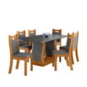 Ver imagem 2 de Conjunto Sala de Jantar 6 Lugares Genebra Tampo MDF Mel e Cinza