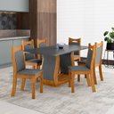 Ver imagem 1 de Conjunto Sala de Jantar 6 Lugares Genebra Tampo MDF Mel e Cinza