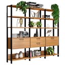 Ver imagem 2 de Estante para Livros Home Office 100% Mdf 2 Portas 2 Gavetas Freijó/preto - Panorama Móveis