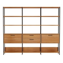 Estante para Livros Home Office 100% Mdf 2 Portas 2 Gavetas Freijó/preto - Panorama Móveis - 3