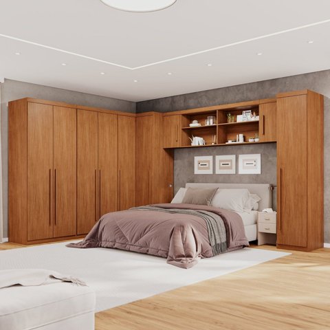 Guarda-Roupa Modulado 6 Peças 9 Portas 3 Gavetas Texas Marrom/Cinamomo