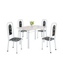 Ver imagem 2 de Conjunto Sala de Jantar com 4 Cadeiras Lara Branco/Preto/Bege