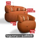 Ver imagem 5 de Namoradeira e Poltronas Orgânica Chloe Boucle Terracota com Almofada Plumante - Arkell