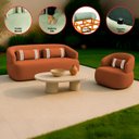 Ver imagem 3 de Namoradeira e Poltronas Orgânica Chloe Boucle Terracota com Almofada Plumante - Arkell