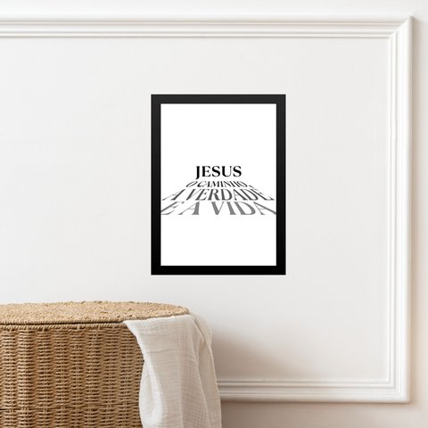 Quadro Minimalista Jesus Caminho Verdade Vida 24x18cm:moldura Preta
