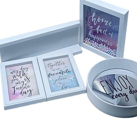 Kit Completo Decoração com Prateleira Espelho Quadro e Porta Retrato