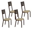 Ver imagem 1 de Kit 4 Cadeiras Sofia Corino Creme e Fibra Nautica Preta Tubo Marrom Cafe