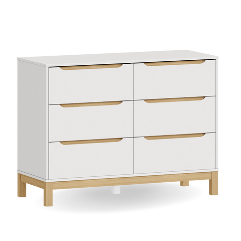 Cômoda Infantil 6 Gavetas Linha Cozy Branco com Carvalho Quater Móveis