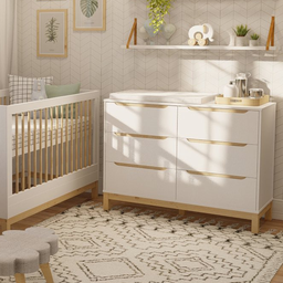 Cômoda Infantil 6 Gavetas Linha Cozy Branco com Carvalho Quater Móveis - 7