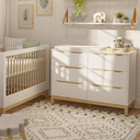 Ver imagem 7 de Cômoda Infantil 6 Gavetas Linha Cozy Branco com Carvalho Quater Móveis