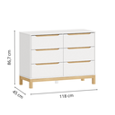 Ver mais imagens de Cômoda Infantil 6 Gavetas Linha Cozy Branco com Carvalho Quater Móveis