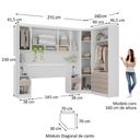 Ver imagem 3 de Quarto Modulado Casal de Canto com Guarda-roupas Maleiro e Cabeceira Alpes Master Luciane Móveis