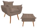 Ver imagem 1 de Kit Poltrona + Puff Decorativo Opala Suede Capuccino Pés Madeira Mz Decor
