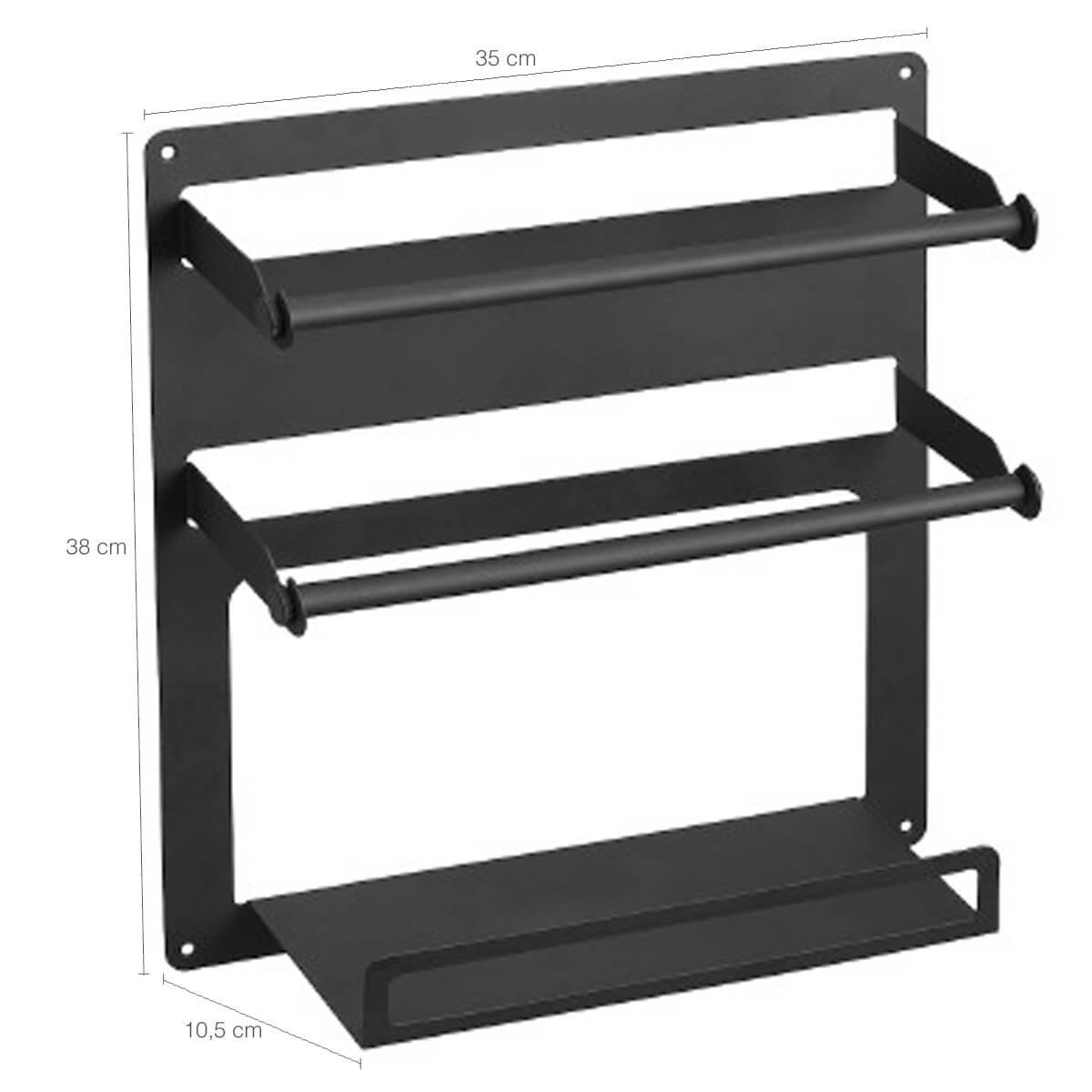 Porta Rolos de Cozinha Papel Toalha Alumínio Suporte Temperos de Parede Dispenser Cinza - 3