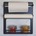 Ver imagem 2 de Porta Rolos de Cozinha Papel Toalha Alumínio Suporte Temperos de Parede Dispenser Cinza