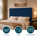 Ver imagem 3 de Cabeceira Estofada Elen Moderna para Quarto Cama Box Casal 140 cm Tecido Suede Azul Marinho