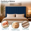 Ver imagem 2 de Cabeceira Estofada Elen Moderna para Quarto Cama Box Casal 140 cm Tecido Suede Azul Marinho