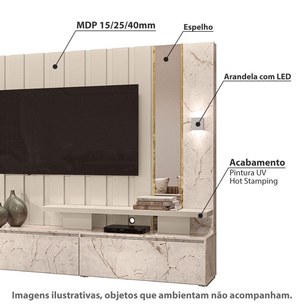 Rack com Painel Zeus para TV de até 65 - Branco/Off White - 2