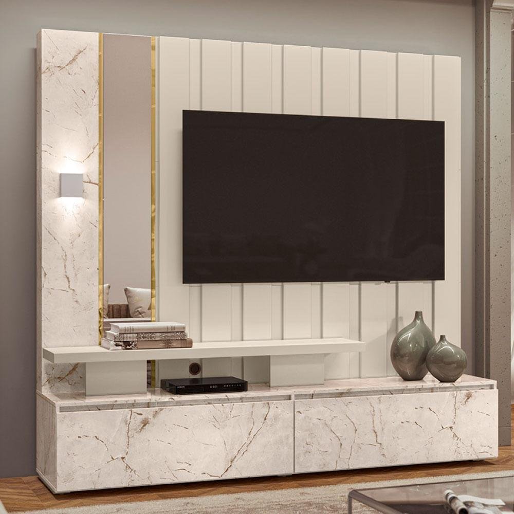 Rack com Painel Zeus para TV de até 65 - Branco/Off White