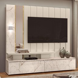Rack com Painel Zeus para TV de até 65 - Branco/Off White - 1