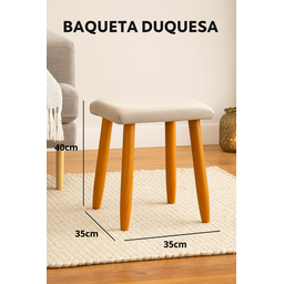 Banqueta Duquesa para Sala, Quarto, Closet, Compacta e Elegante - Bege - Jrc Móveis - 2