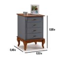 Ver imagem 3 de Mesa de Cabeceira 4 Gavetas Pés Luis Xv em Madeira Cor Cinza/Imbuia