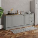 Ver imagem 1 de Cozinha Compacta Americana 4 Portas 3 Gavetas 100% Mdf Cinza/nature - Henn