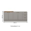 Ver imagem 4 de Cozinha Compacta Americana 4 Portas 3 Gavetas 100% Mdf Cinza/nature - Henn