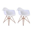 Ver imagem 1 de Kit 2 Poltronas Branca com Braço Daw em Ferro Cobre Branco