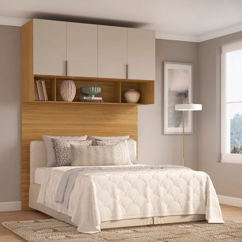 Ponte Modulada Cabeceira Aérea Casal 4 Portas 150cm 100% MDF Clean Altezza