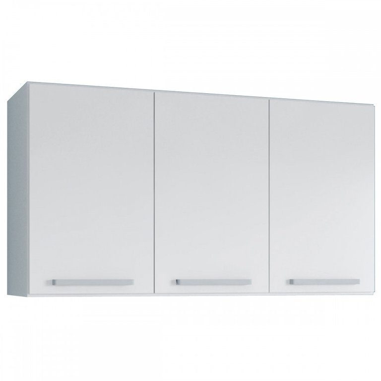 Armário Aéreo Cozinha Lavanderia Quarto 3 Portas 90cm Branco