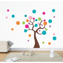 Adesivo de Parede Infantil Árvore Bolinhas Coloridas - 1