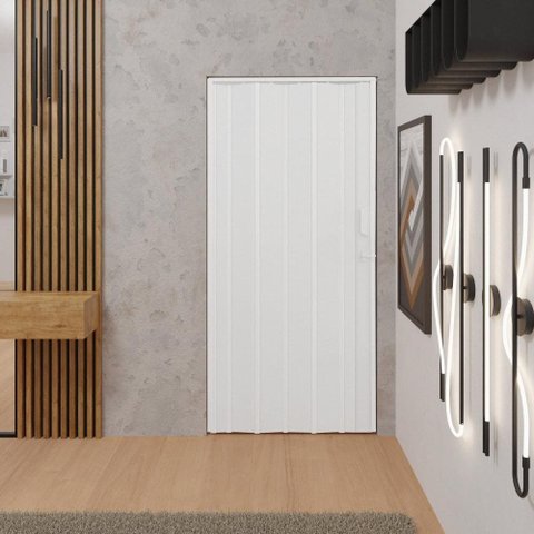 Porta Sanfonada de Pvc 135x210cm Zapinplast - Branco Gelo