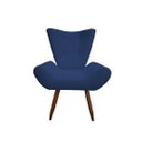 Ver imagem 1 de Poltrona Decorativa Emilia Suede Azul Marinho Pés Madeira Ms Decor