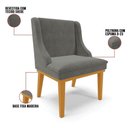 Ver imagem 3 de Kit 10 Cadeiras Estofadas para Sala de Jantar Base Fixa de Madeira Castanho Lia Suede Grafite -