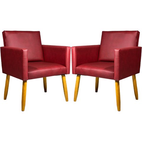 Kit 2 Poltronas Decorativa para Sala Recepção Consultório Nina Corino Cores Pé Palito 30 Cm Castanho