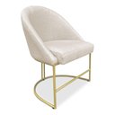 Ver imagem 4 de Kit 02 Cadeiras Poltrona de Jantar Bela Linho Bege Base Metálica Industrial Dourado - Pallazio