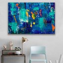 Ver imagem 1 de Quadro Decorativo Tinta Abstrato Azul