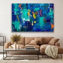Ver imagem 2 de Quadro Decorativo Tinta Abstrato Azul