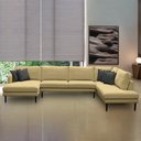 Ver imagem 1 de Sofá Decorativo Sala de Estar Osaka 370cm Modulado em U com Almofadas Pés em Madeira Linho Bege G89