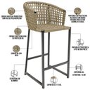 Ver imagem 3 de Banqueta Decorativa Para Área Gourmet Cozinha Varanda Corda Náutica Porto D04 Bege - Lyam Decor