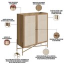 Ver imagem 4 de Armário Bar para Sala 2 Portas 93cm Industrial Indy A03 Hanover Dourado