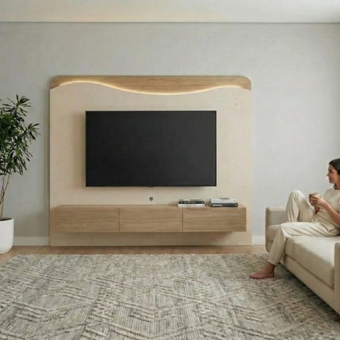 Painel Lumiere 75'' Carvalho | Off White