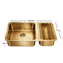 Ver imagem 5 de Kit Cuba Gourmet 64x40 Inox 304 Dourada com Escorredor Torneira Gourmet 2 Saídas Cozinha
