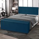 Ver imagem 2 de Kit Painel e Calçadeira Baú Solteiro 0,90m Berlim Suede Azul Marinho - Pallazio