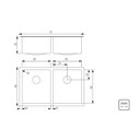 Ver imagem 3 de Cuba Tramontina Design Collection Quadrum em Aço Inox com Acabamento Scotch Brite 77x46 com 2 Cubas 