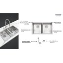 Ver imagem 2 de Cuba Tramontina Design Collection Quadrum em Aço Inox com Acabamento Scotch Brite 77x46 com 2 Cubas 